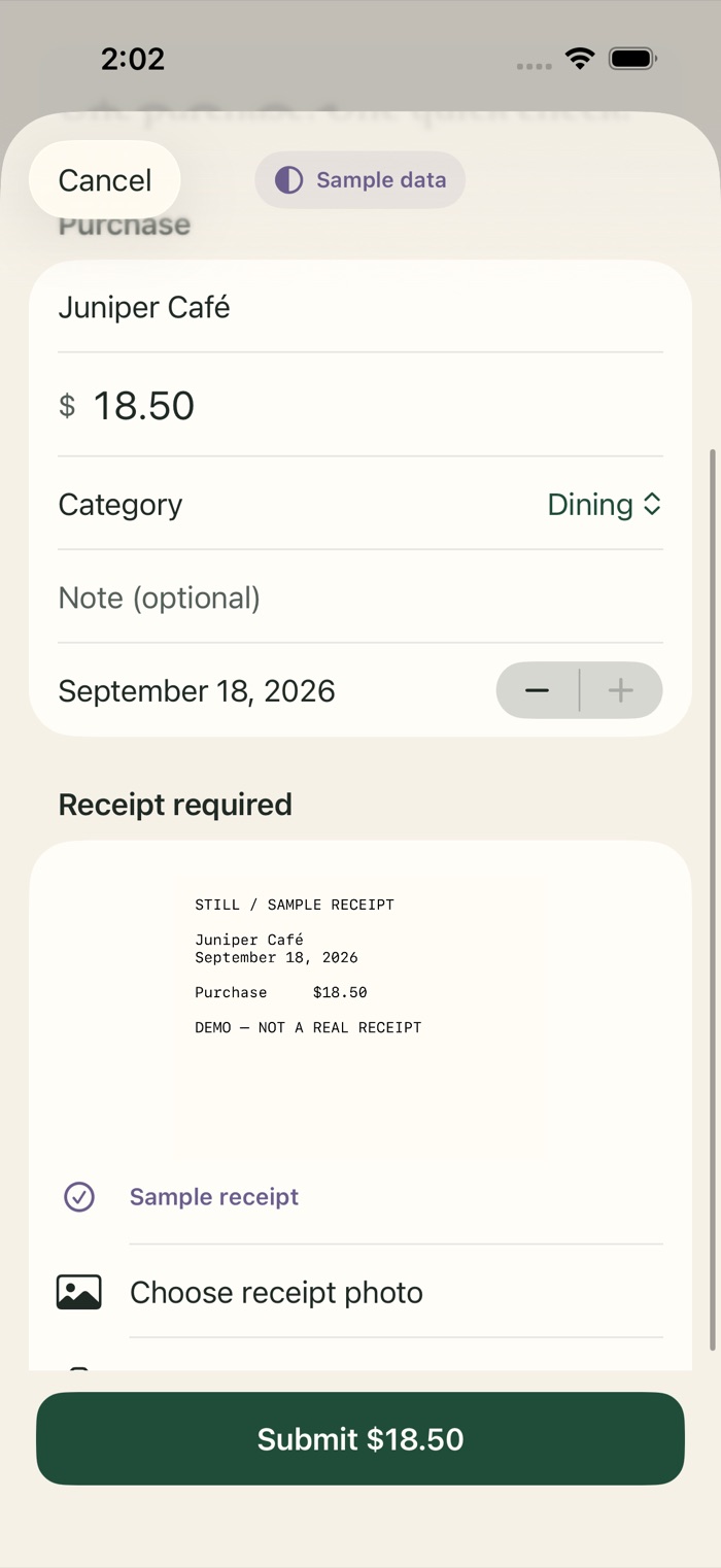 Still receipt attached, ready to submit